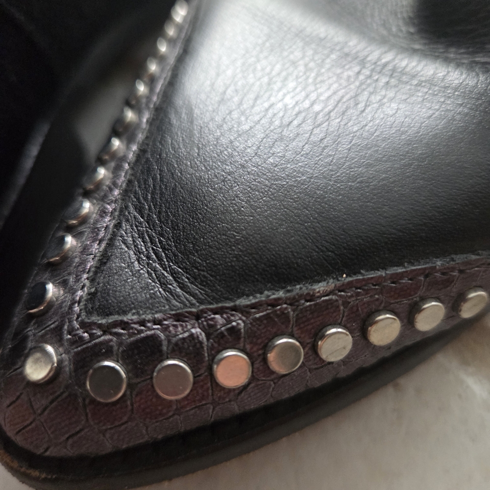 Zadig & Voltaire Black Suede Ankle Boot with Silver Wing Detail - Picture 5 of 7